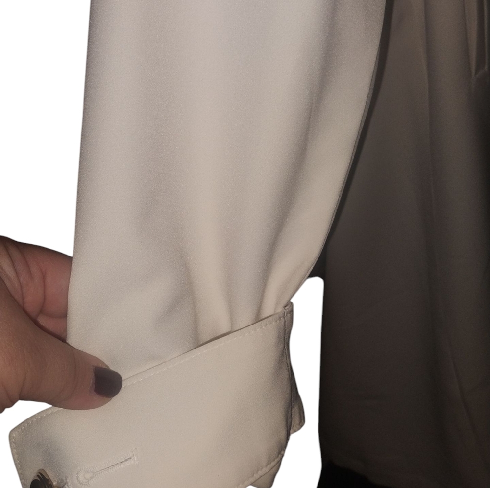 G by Giuliana Black Label Stretch Twill BlendTrench Coat Ivory Career Work SZ L - Picture 5 of 8